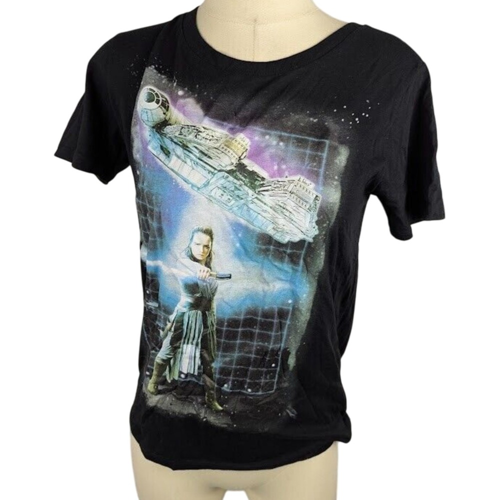 Star Wars Womens Boyfriend Graphic T-Shirt Black Size M Rey